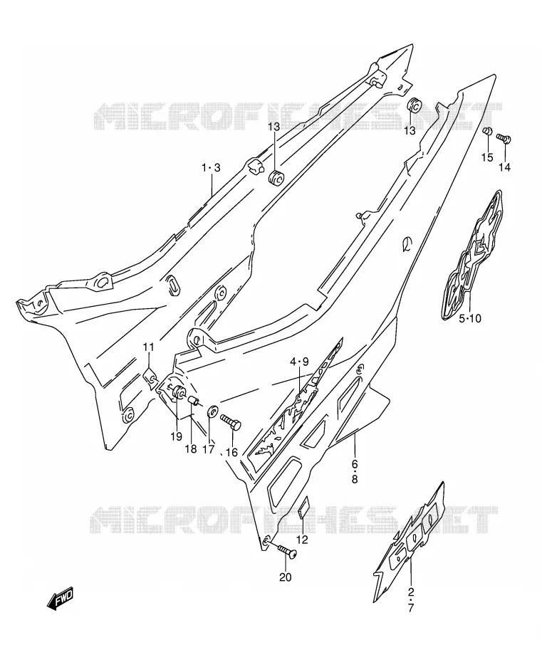 CARENAGES ARRIERE  (MODELE R/S) Suzuki MOTO 600 GSX-F 1993  GSX600FUP(E2)