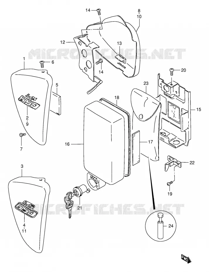 CARENAGES ARRIERE  (MODELE T/V) Suzuki MOTO 650 BOULEVARD 1996  LS650PT(E3/E28)