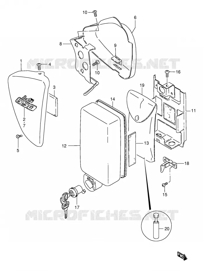 CARENAGES ARRIERE  (MODELE W/X) Suzuki MOTO 650 SAVAGE 2000  LS650PY(E3/E28)