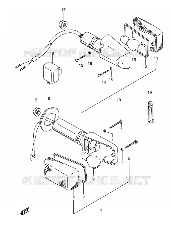 CLIGNOTANTS (MODELE J/K/L/M/N/P/R/S) Suzuki MOTO 600 GSX-F 1988  GSX600FUJ(E2)