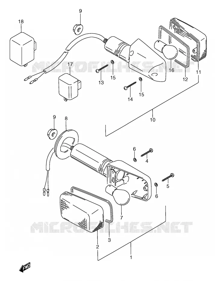 CLIGNOTANTS (MODELE K/L/M/N/P/R) Suzuki MOTO 750 GSX-F 1996  GSX750FT(E2)