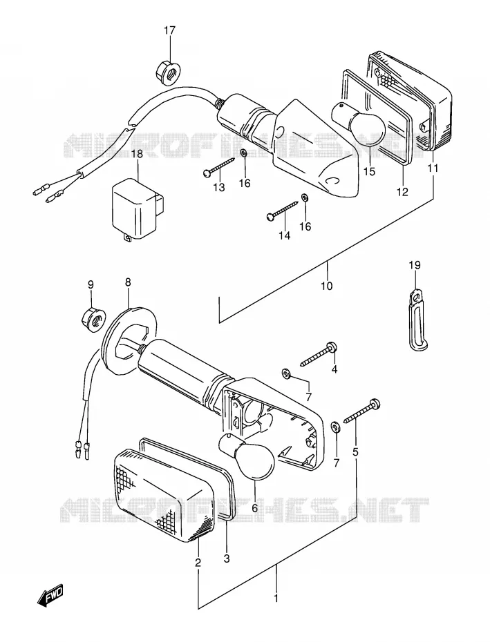 CLIGNOTANTS (MODELE T) Suzuki MOTO 600 GSX-F 1996  GSX600FT(E2)