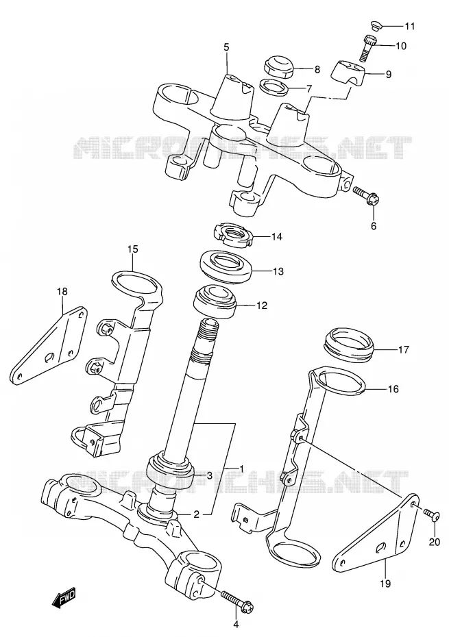 COLONNE DE DIRECTION Suzuki MOTO 750 GSX 2001  GSX750K1(E4)