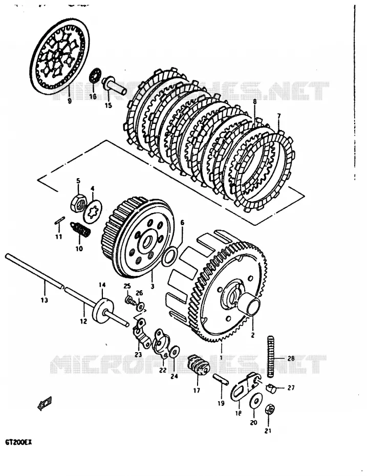 EMBRAYAGE Suzuki MOTO 200 GT 1999  GT200X(X)