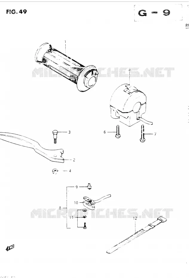 ENSEMBLE LEVIER - COMMODO DROIT Suzuki MOTO 400 GSX 1985  GSX400SF(E2)