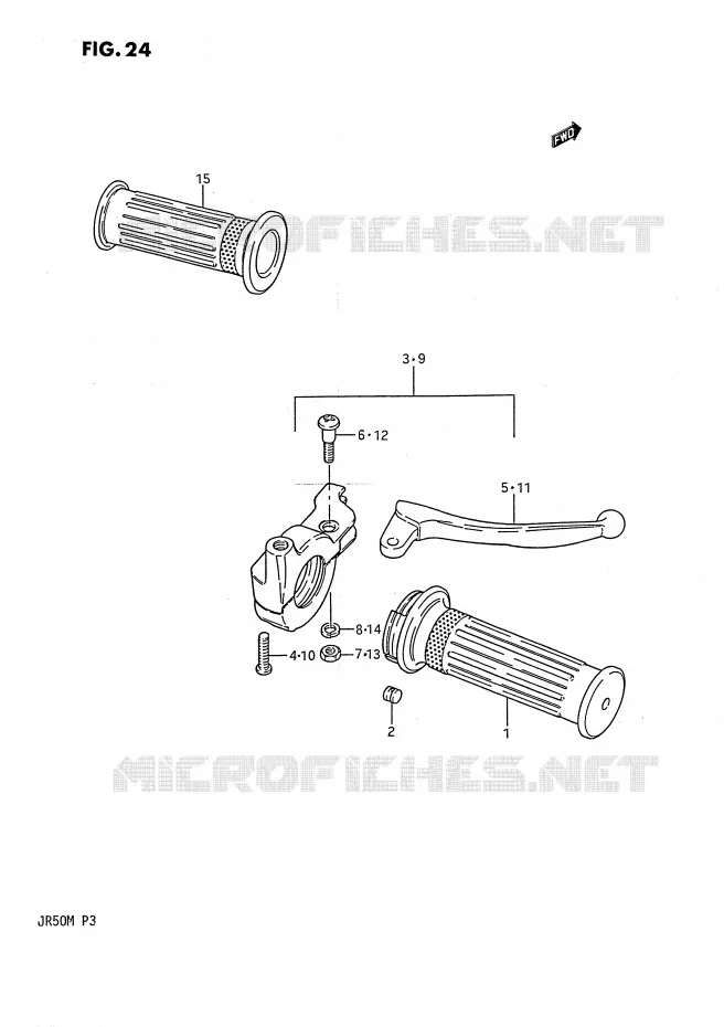 ENSEMBLE LEVIERS - POIGNEES Suzuki MOTO 50 JR 1987  JR50H(P3)