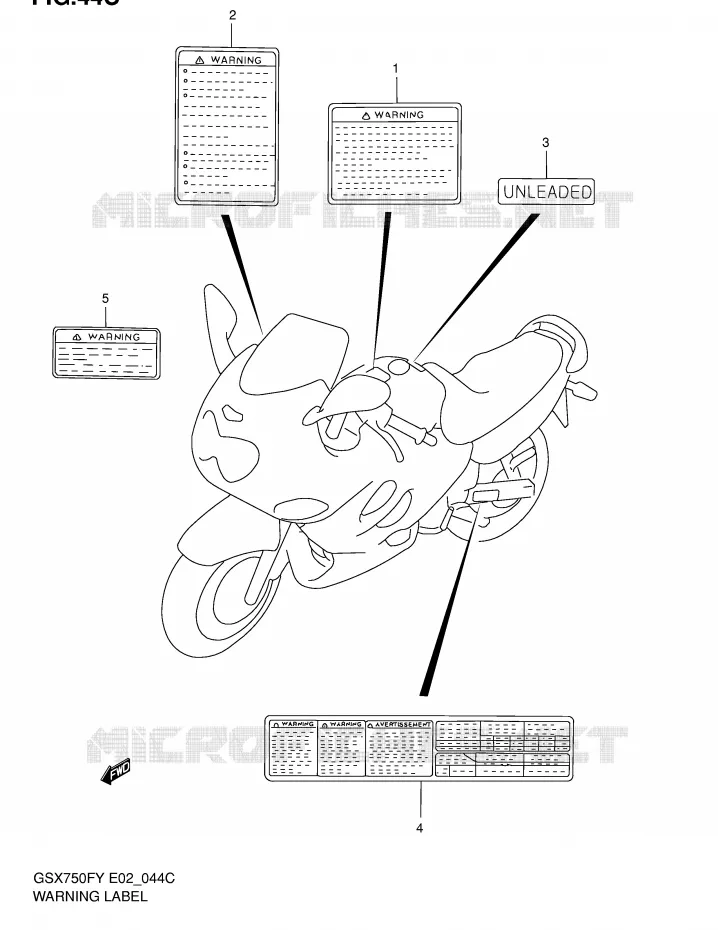 ETIQUETTE D'AVERTISSEMENT (MODELE K2) Suzuki MOTO 750 GSX-F 2002  GSX750FK2(E2)