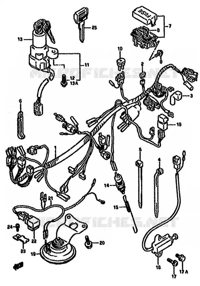 FAISCEAU ELECTRIQUE (MODELE K/L/M/N/P/R) Suzuki MOTO 750 GSX-F 1990  GSX750FL(K-T)