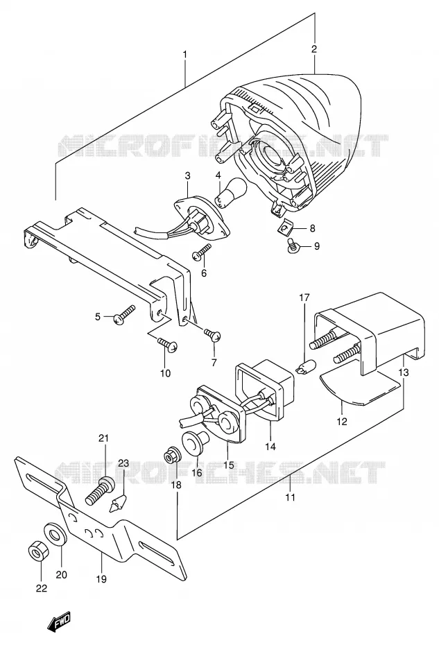 FEU ARRIERE (MODELE W/X/Y/K1/K2) Suzuki MOTO 600 GSX-F 1998  GSX600FUW(E2)