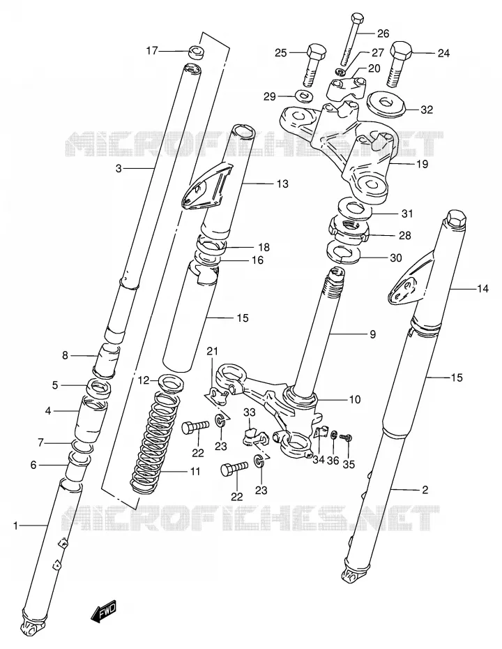 FOURCHE AVANT (E7) Suzuki MOTO 125 Autres-modeles 1974  K125L(E7)