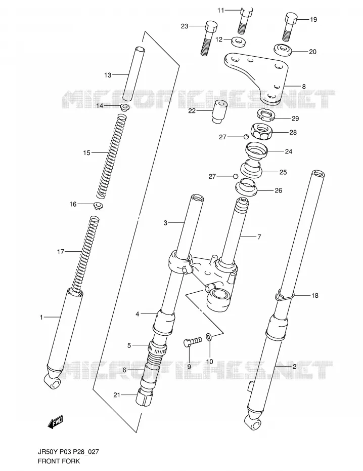 FOURCHE AVANT Suzuki MOTO 50 JR 2000  JR50Y(P3/P28)