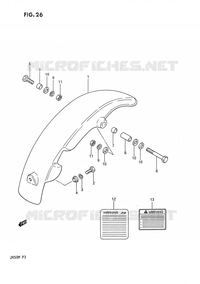 GARDE BOUE ARRIERE Suzuki MOTO 50 JR 1989  JR50K(P3)