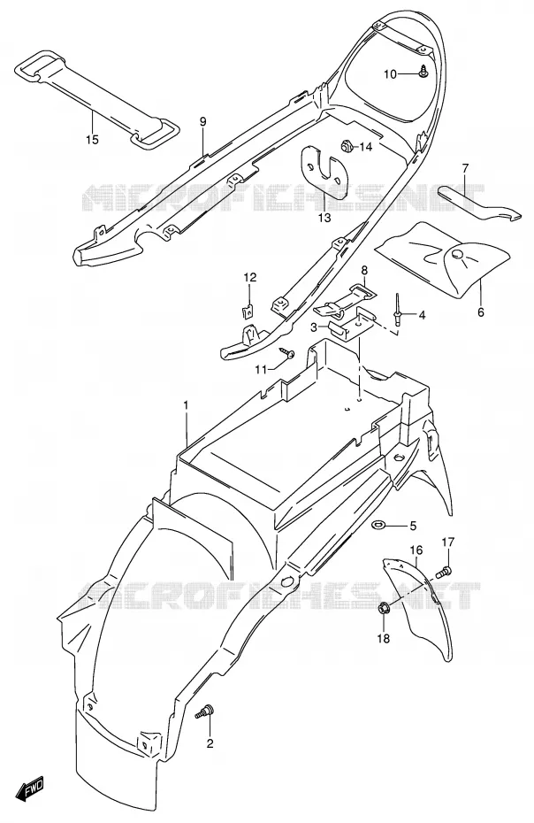 GARDE BOUE ARRIERE Suzuki MOTO 750 GSX 1998  GSX750W(E4)
