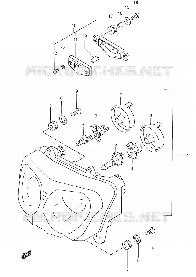 PHARE (MODELE K3 E2,E19,P37) Suzuki MOTO 750 GSX-F 1998  GSX750FW(E2)
