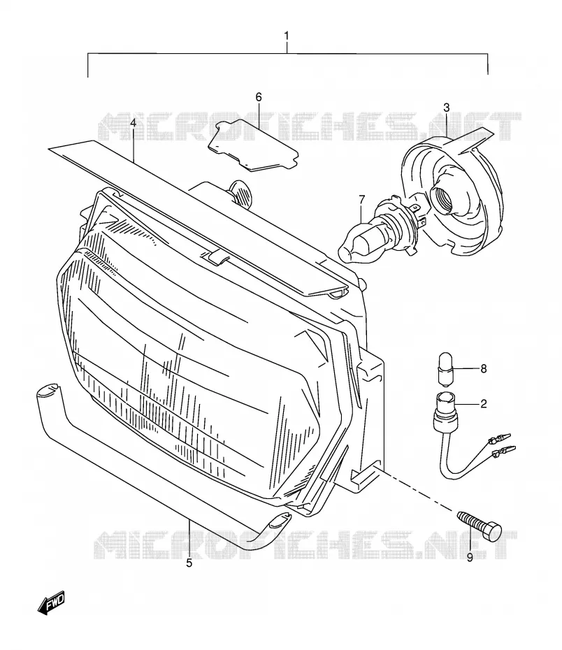 PHARE (MODELE P/R) Suzuki MOTO 600 GSX-F 1993  GSX600FU2P(E2)