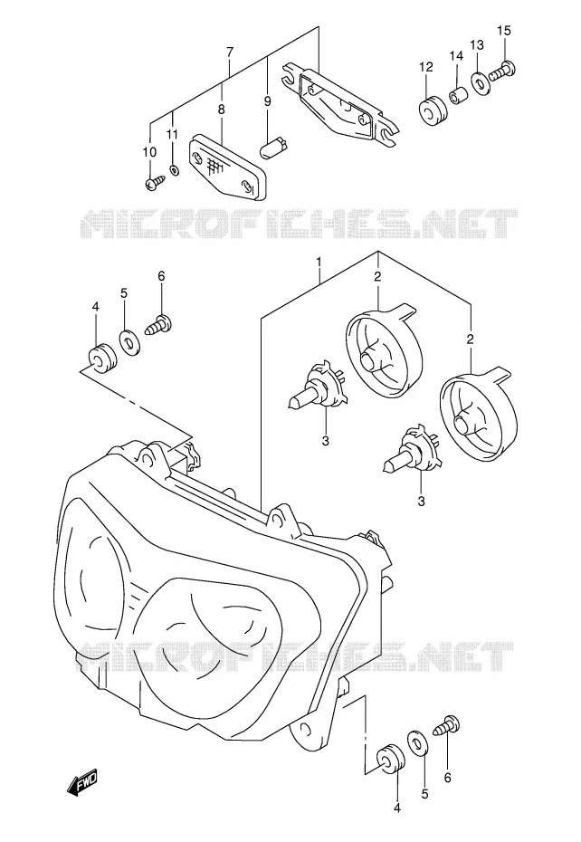 PHARE (MODELE W/X/Y/K1/K2 E24) Suzuki MOTO 600 GSX-F 1998  GSX600FW(E2)