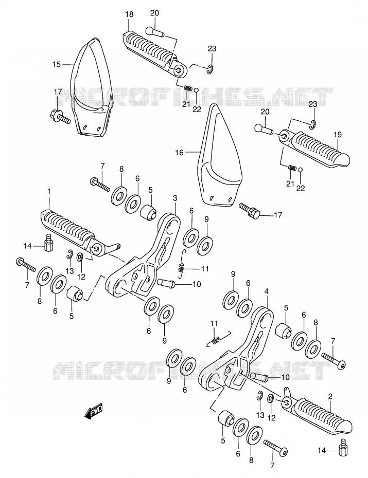 REPOSE PIED (MODELE W/X/Y) Suzuki MOTO 600 GSX-F 2002  GSX600FK2(E2)