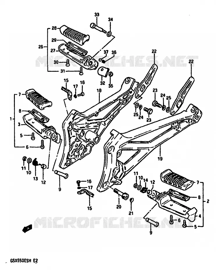 REPOSE PIED Suzuki MOTO 550 GSX-E 1986  GSX550EG(F/G/H)