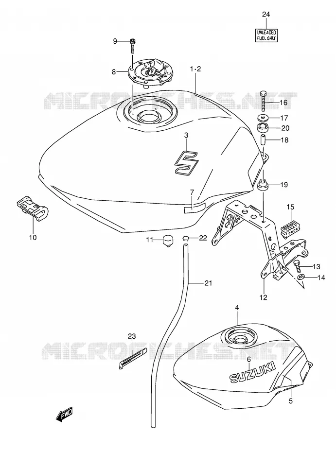 RESERVOIR D'ESSENCE (MODELE J/K/L) Suzuki MOTO 600 GSX-F 1990  GSX600FU2L(E2)