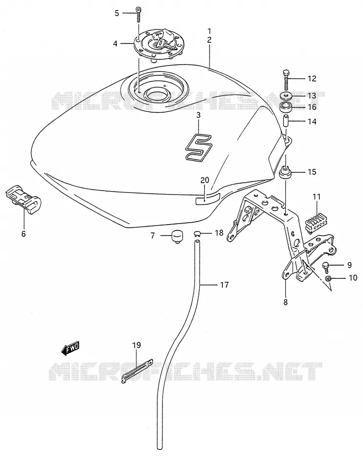 RESERVOIR D'ESSENCE (MODELE J/K/L) Suzuki MOTO 600 GSX-F 1990  GSX600FU2L(E28)