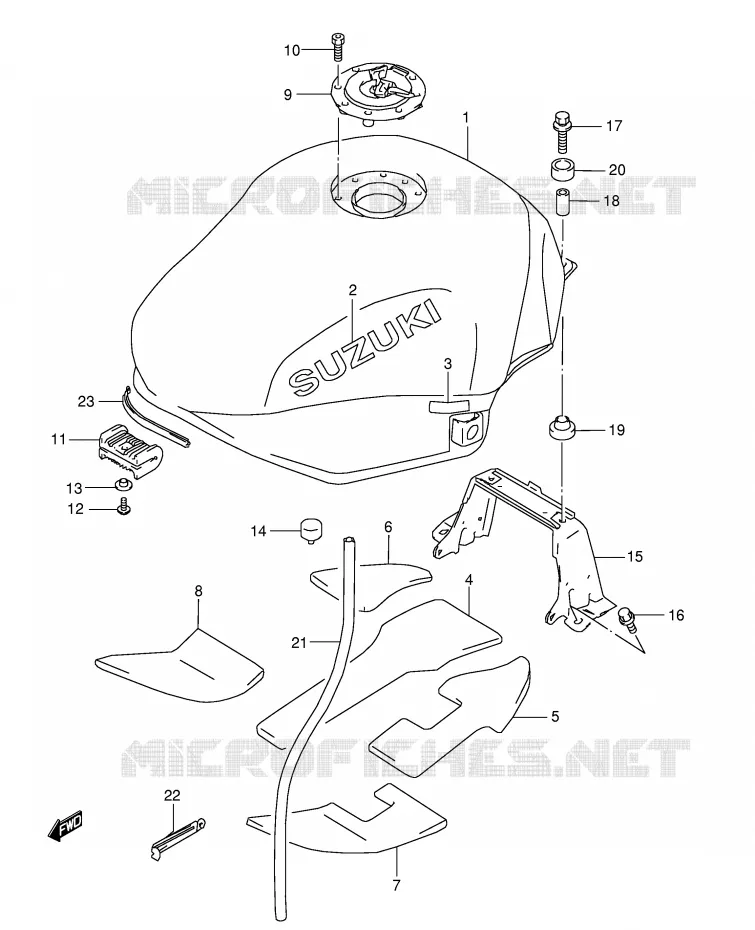RESERVOIR D'ESSENCE (MODELE K2/K3) Suzuki MOTO 600 GSX-F 1999  GSX600FUX(E2)