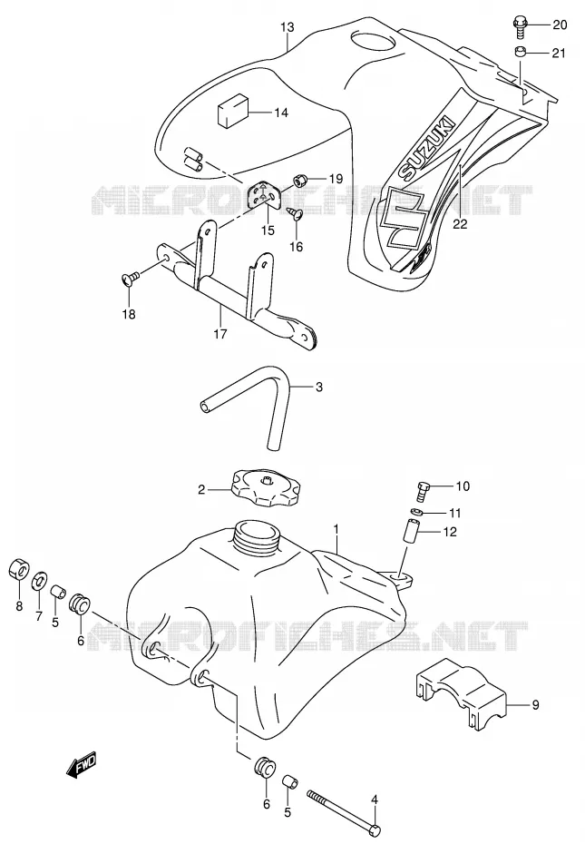 RESERVOIR D'ESSENCE (MODELE K4) Suzuki MOTO 50 JR 2004  JR50K4(P3/P28)