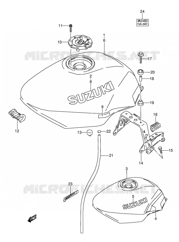 RESERVOIR D'ESSENCE (MODELE M/N) Suzuki MOTO 600 GSX-F 1996  GSX600FU2T(E2)