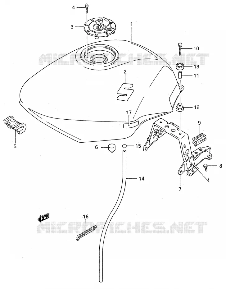 RESERVOIR D'ESSENCE (MODELE M) Suzuki MOTO 600 GSX-F 1988  GSX600FJ(E28)