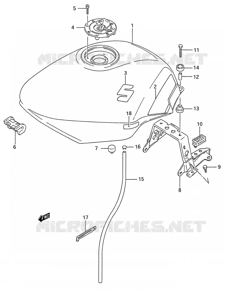 RESERVOIR D'ESSENCE (MODELE N) Suzuki MOTO 600 GSX-F 1990  GSX600FUL(E28)