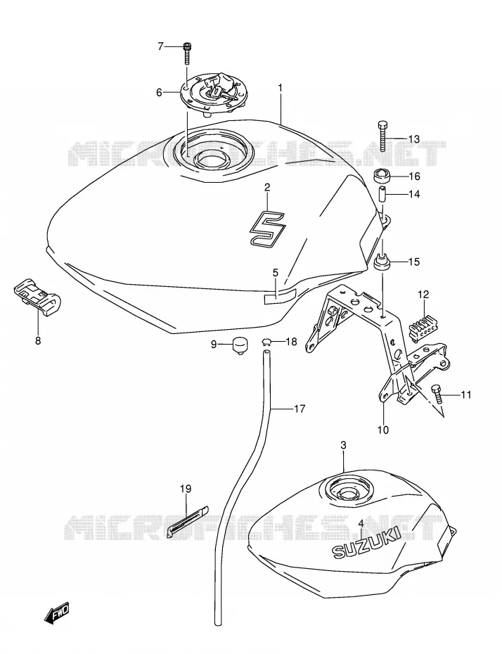 RESERVOIR D'ESSENCE (MODELE P/R/S) Suzuki MOTO 600 GSX-F 1991  GSX600FU2M(E2)
