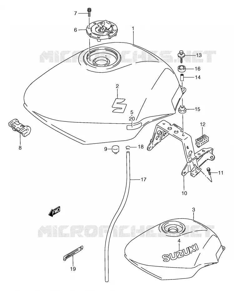 RESERVOIR D'ESSENCE (MODELE P/R/S) Suzuki MOTO 750 GSX-F 1992  GSX750FN(E2)