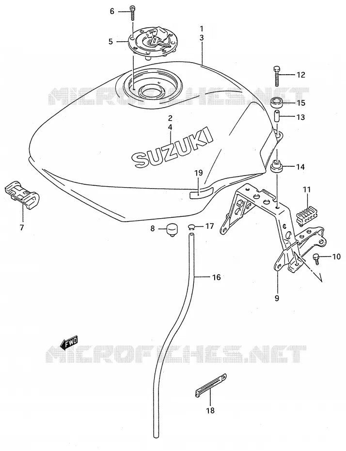 RESERVOIR D'ESSENCE (MODELE P/R/S/T) Suzuki MOTO 600 GSX-F 1990  GSX600FUL(E28)