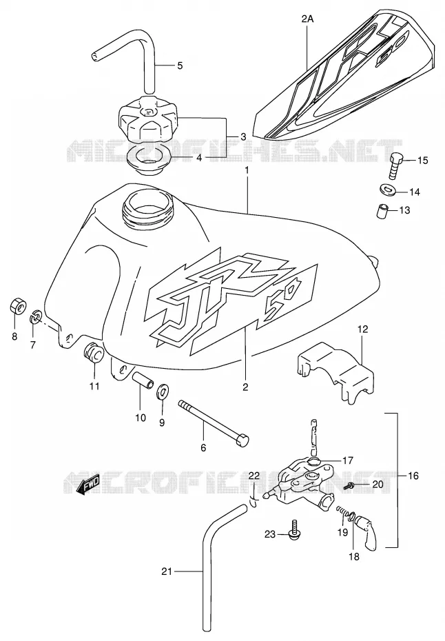 RESERVOIR D'ESSENCE (MODELE W/X) Suzuki MOTO 50 JR 1998  JR50W(P3/P28)