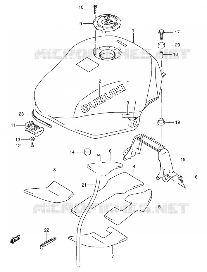 RESERVOIR D'ESSENCE (MODELE W/X) Suzuki MOTO 600 GSX-F 2002  GSX600FK2(E2)