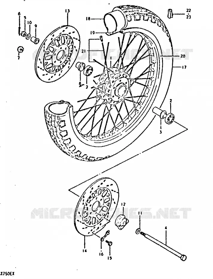 ROUE AVANT (GSX750T, GSX750X) Suzuki MOTO 750 GSX 1981  GSX750X(T/X)