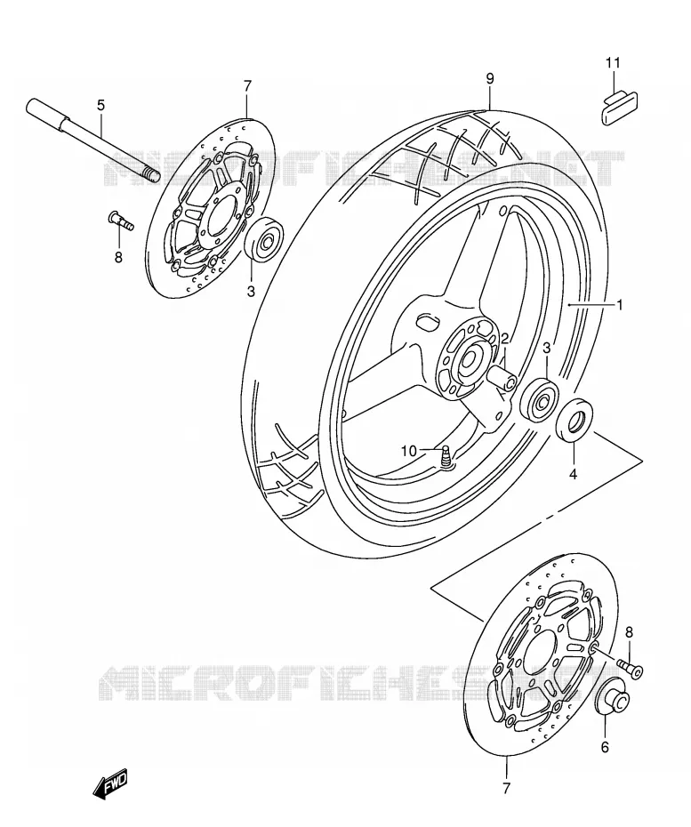 ROUE AVANT (MODELE K3) Suzuki MOTO 600 GSX-F 1998  GSX600FW(E2)