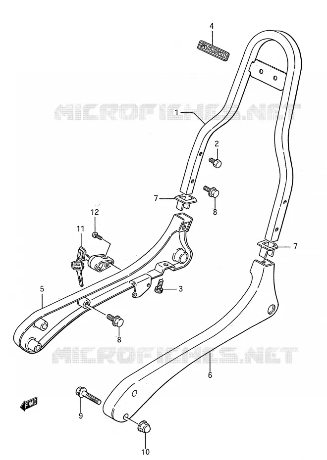 SUPPORT DOSSERET Suzuki MOTO 650 BOULEVARD 1986  LS650FG(E28)