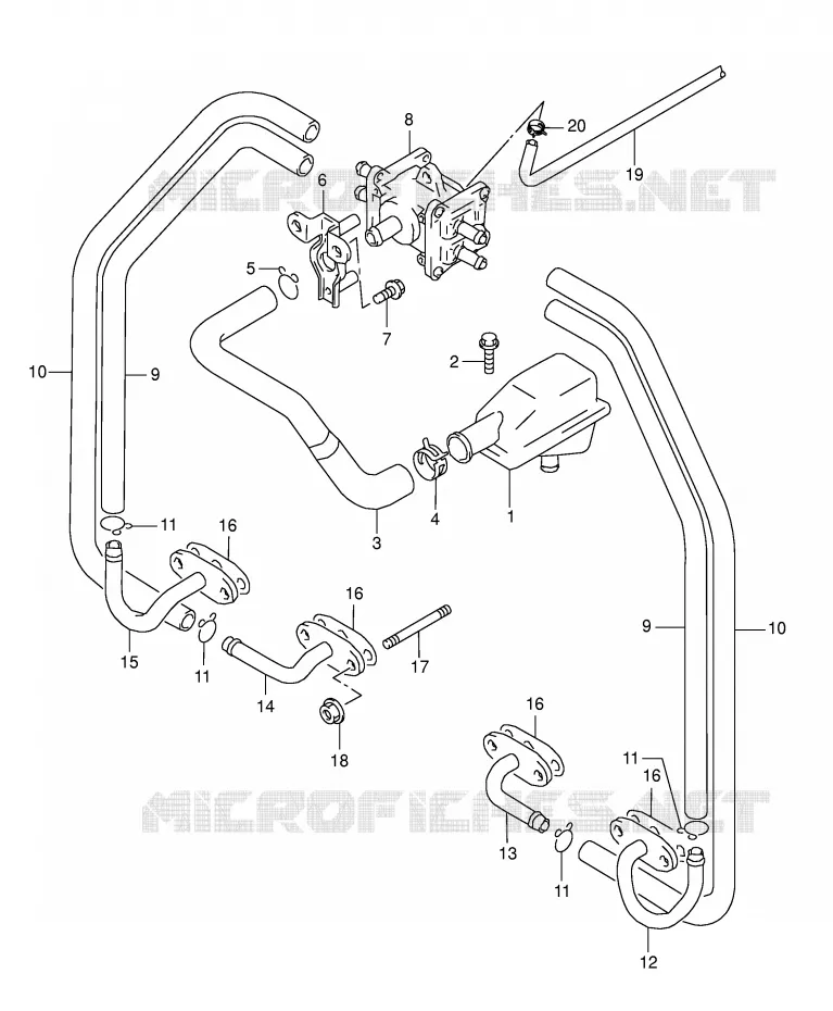 SYSTEME RECYCLAGE GAZ ECHAPPEMENT (E18) Suzuki MOTO 600 GSX-F 2002  GSX600FK2(E2)