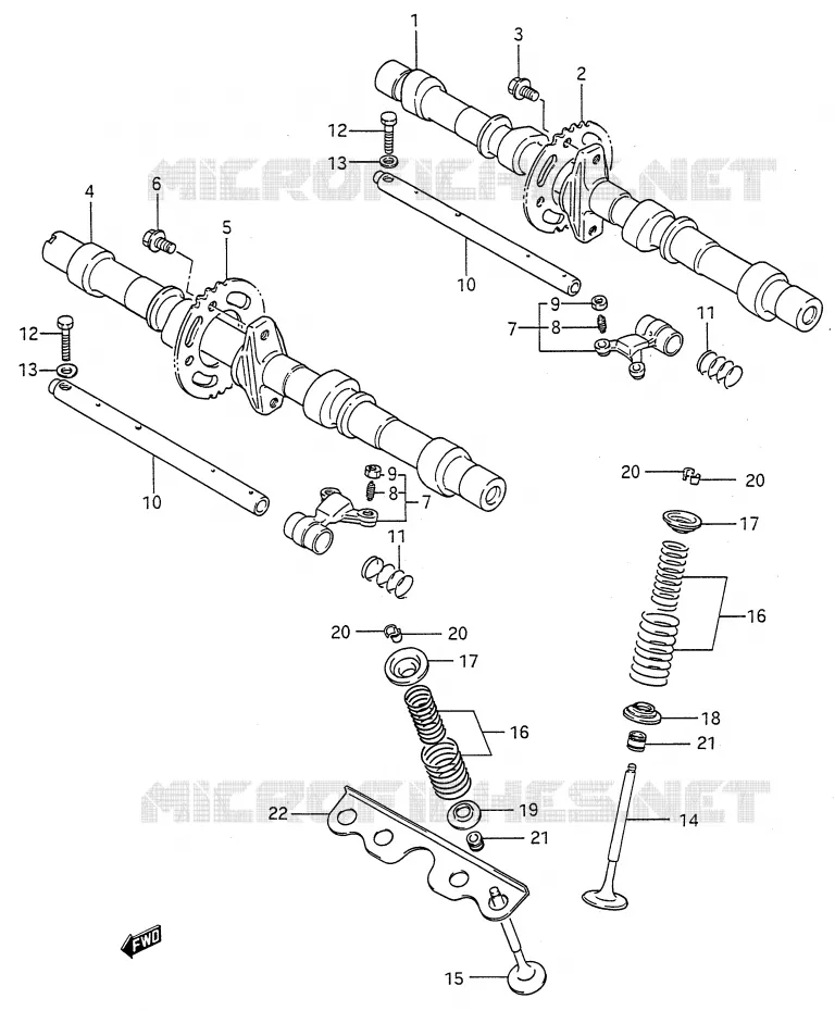 ARBRE A CAMES - SOUPAPES (MODELE J/K/L/M) Suzuki MOTO 600 GSX-F 1991  GSX600FUM(E28)