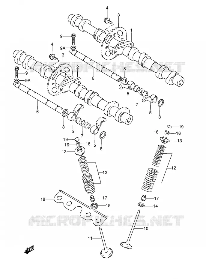 ARBRE A CAMES - SOUPAPES (MODELE N/P/R/S/T) Suzuki MOTO 600 GSX-F 1989  GSX600FU2K(E2)