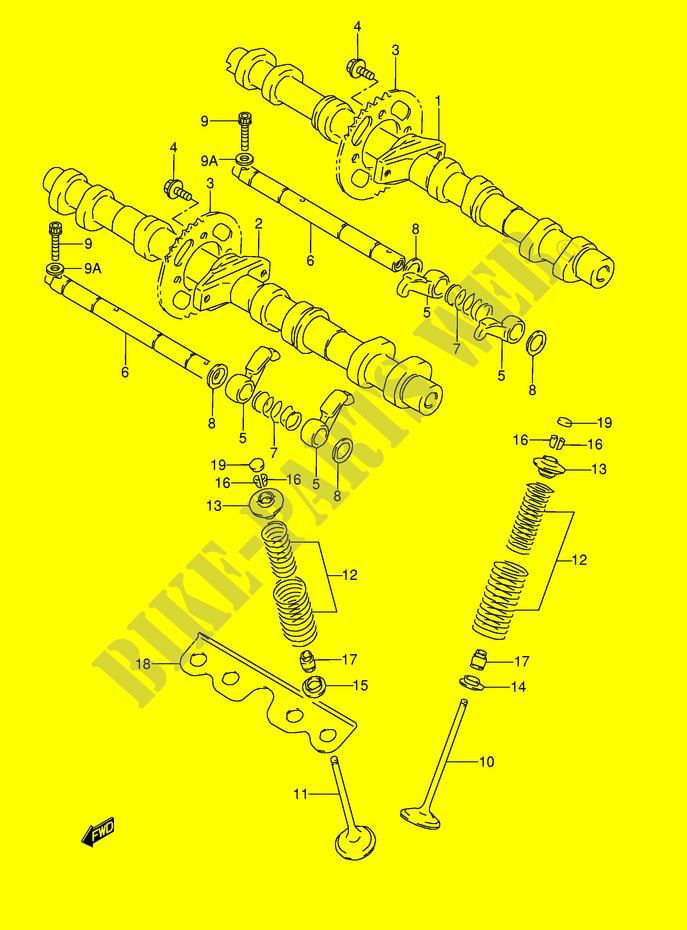 ARBRE A CAMES   SOUPAPES (MODELE N/P/R/S/T) pour Suzuki GSX-F 600 1991