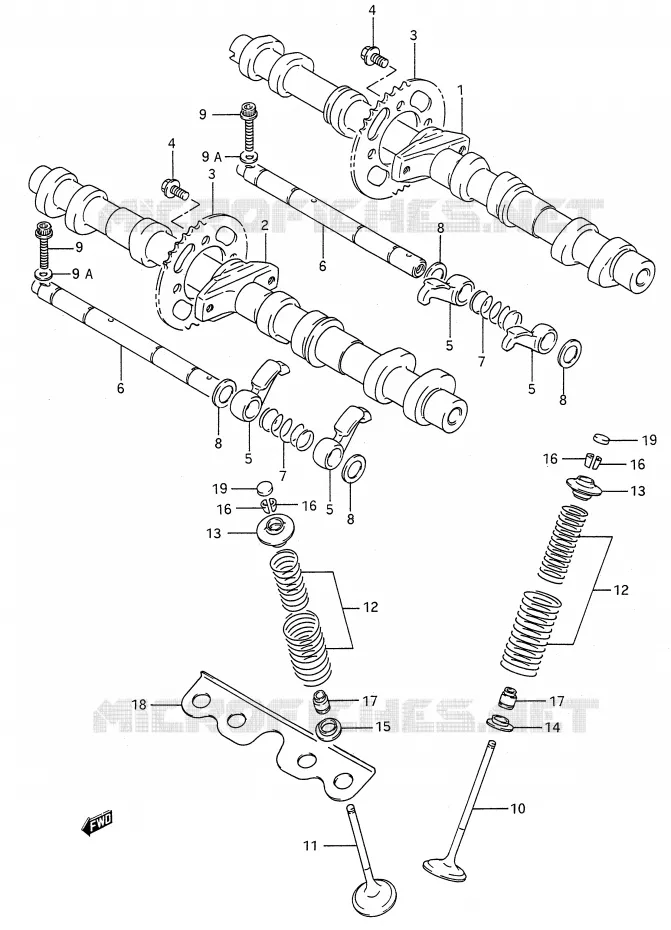 ARBRE A CAMES - SOUPAPES (MODELE N/P/R/S/T) Suzuki MOTO 600 GSX-F 1992  GSX600FUN(E28)