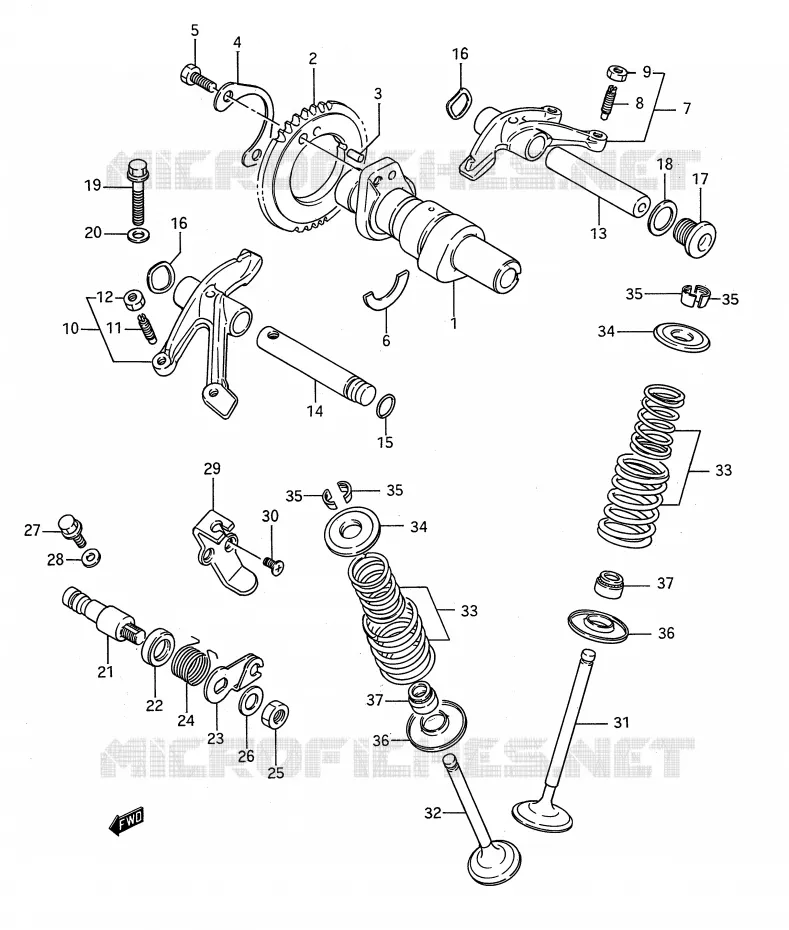 ARBRE A CAMES - SOUPAPES Suzuki MOTO 650 BOULEVARD 1989  LS650FK(E28)