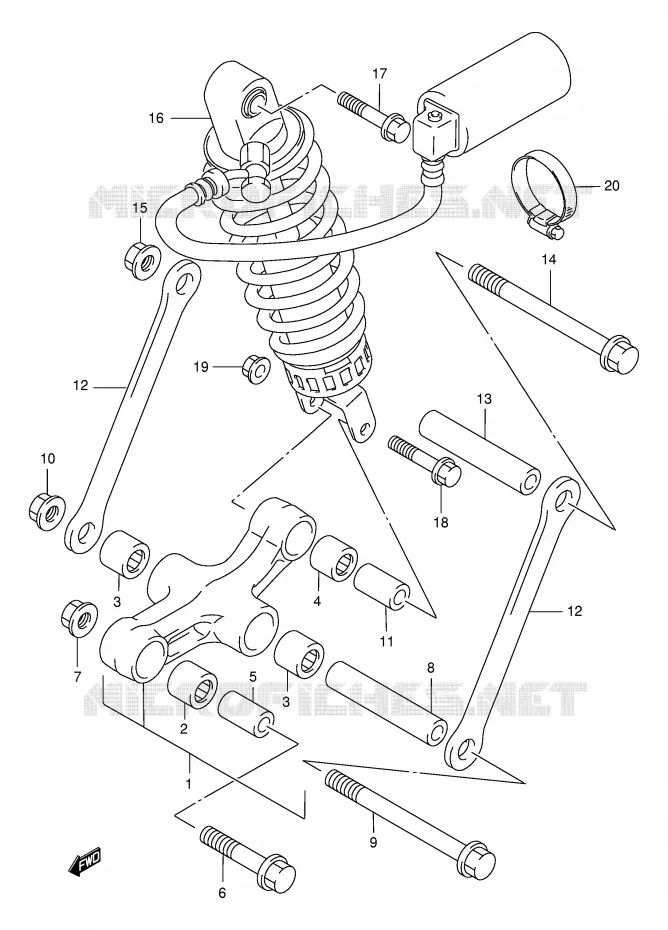 BIELLETTE DE SUSPENSION ARRIERE Suzuki MOTO 750 GSX-F 2000  GSX750FY(E2)