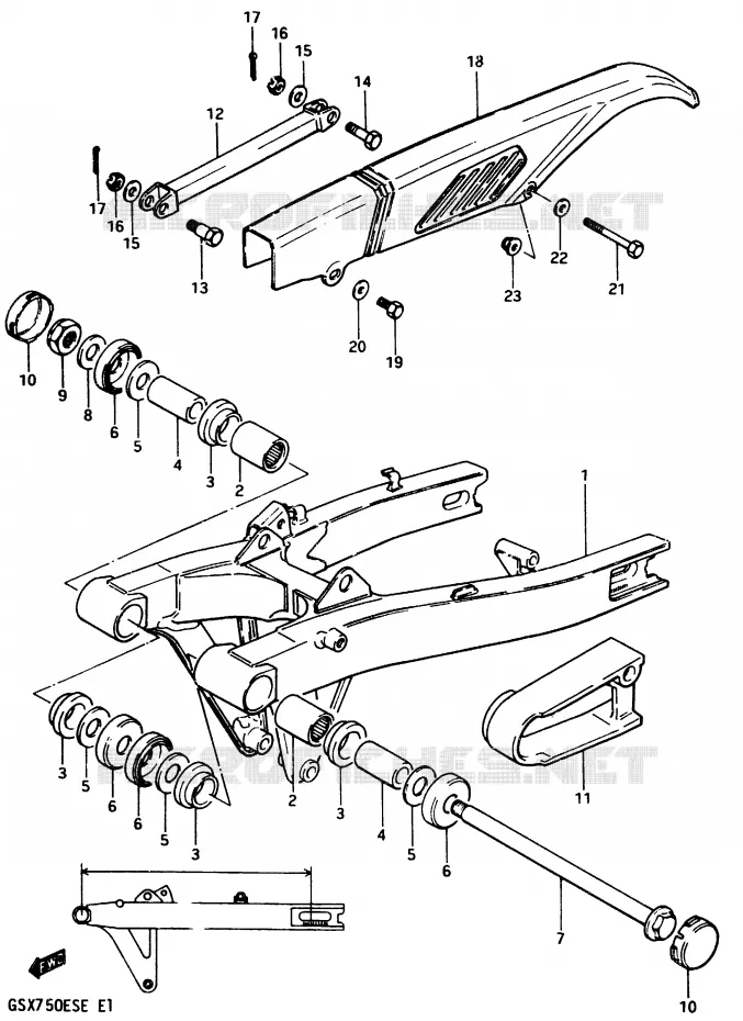 BRAS OSCILLANT ARRIERE (MODELE D) Suzuki MOTO 750 GSX-E 1984  GSX750EE(D/E)
