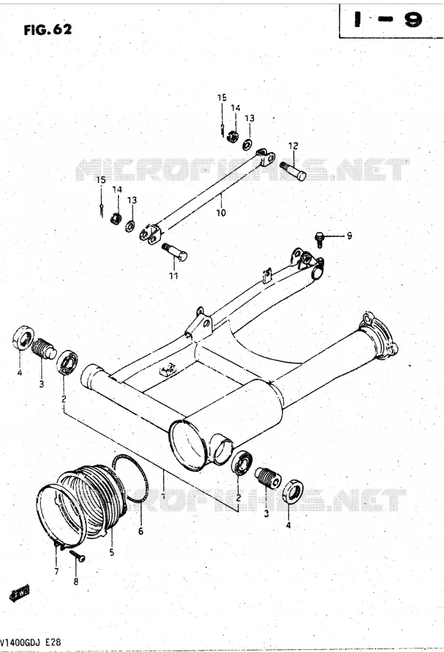 BRAS OSCILLANT ARRIERE Suzuki MOTO 1400 CAVALCADE 1987  GV1400GDH(DG-DJ/CJ)