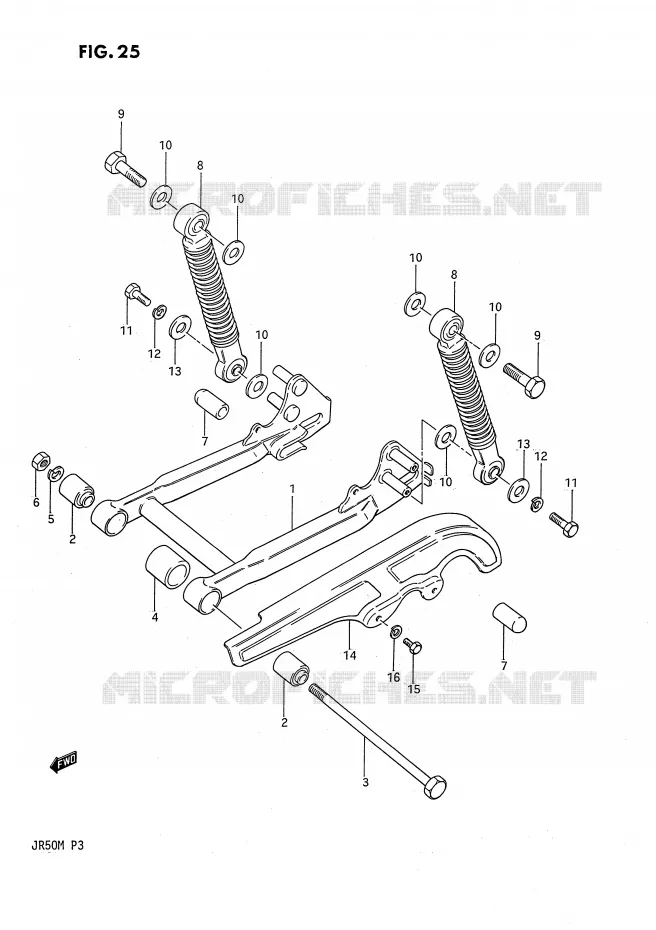 BRAS OSCILLANT ARRIERE Suzuki MOTO 50 JR 1988  JR50J(P3)
