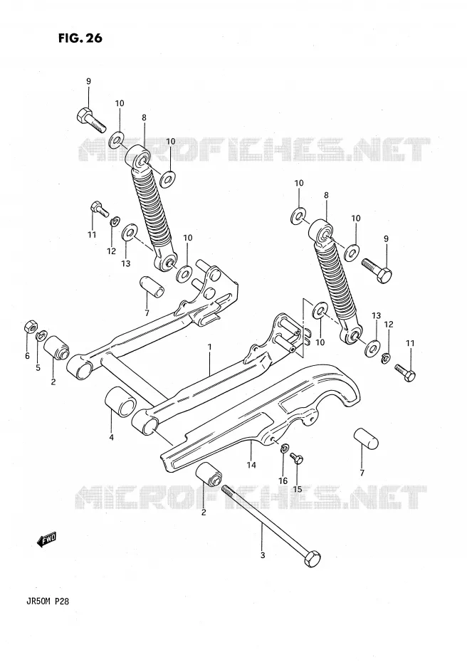 BRAS OSCILLANT ARRIERE Suzuki MOTO 50 JR 1990  JR50L(P28)