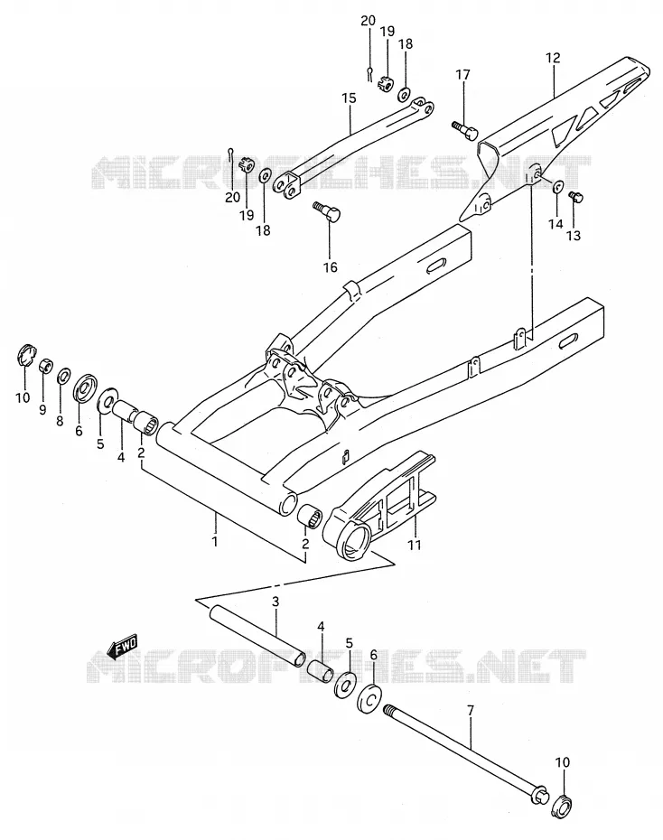 BRAS OSCILLANT ARRIERE Suzuki MOTO 600 GSX-F 1989  GSX600FU2K(E28)