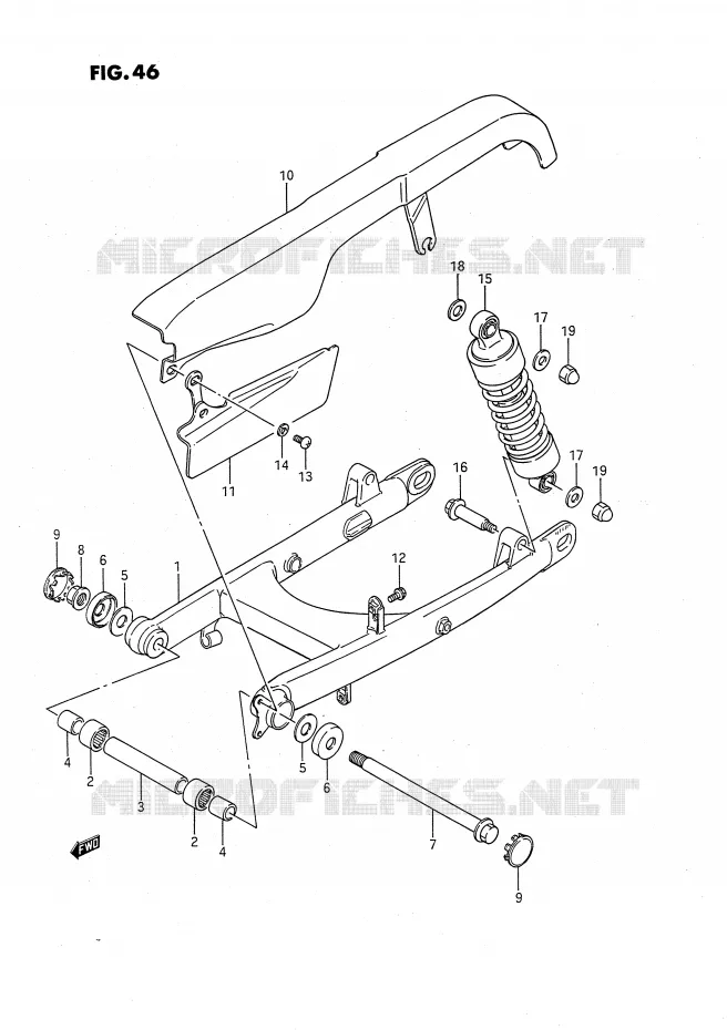 BRAS OSCILLANT ARRIERE Suzuki MOTO 650 SAVAGE 1990  LS650PL(E2)